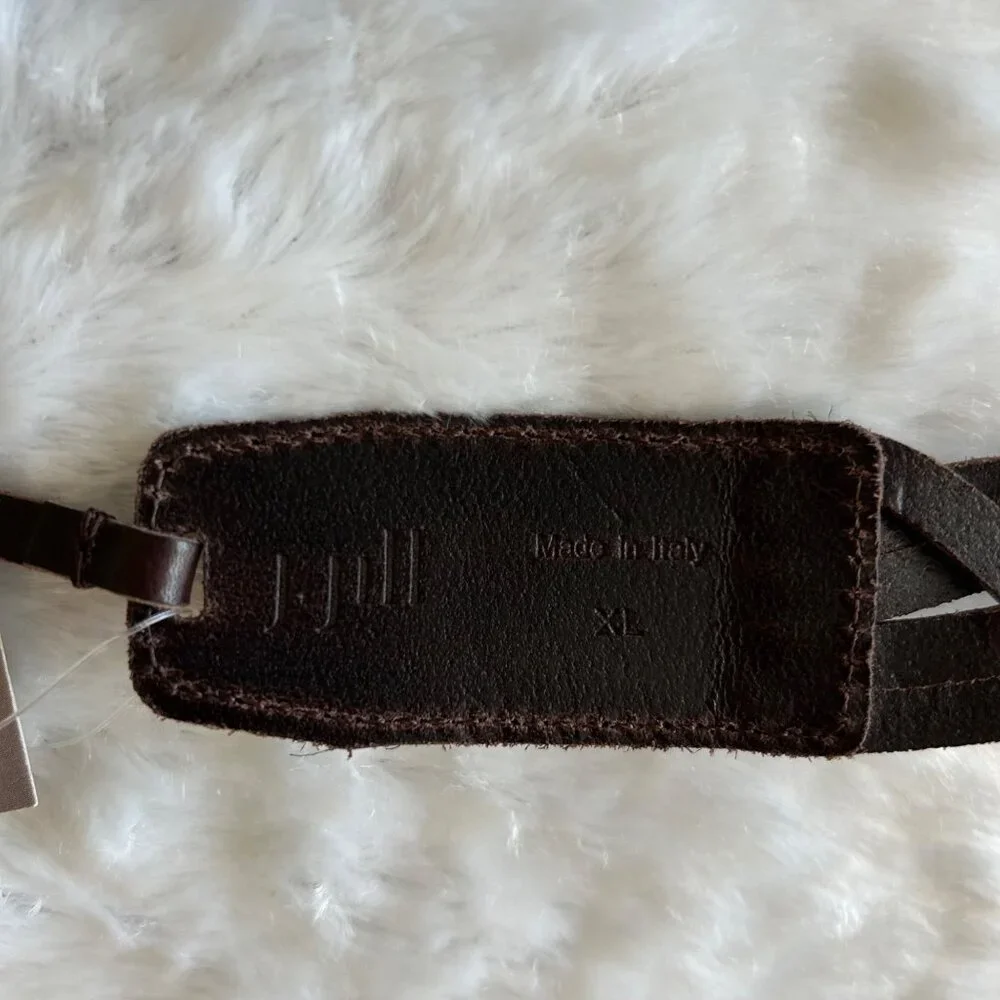 NWT J. Jill Dark Brown 100% Leather Woven Braided Tie Belt - XL